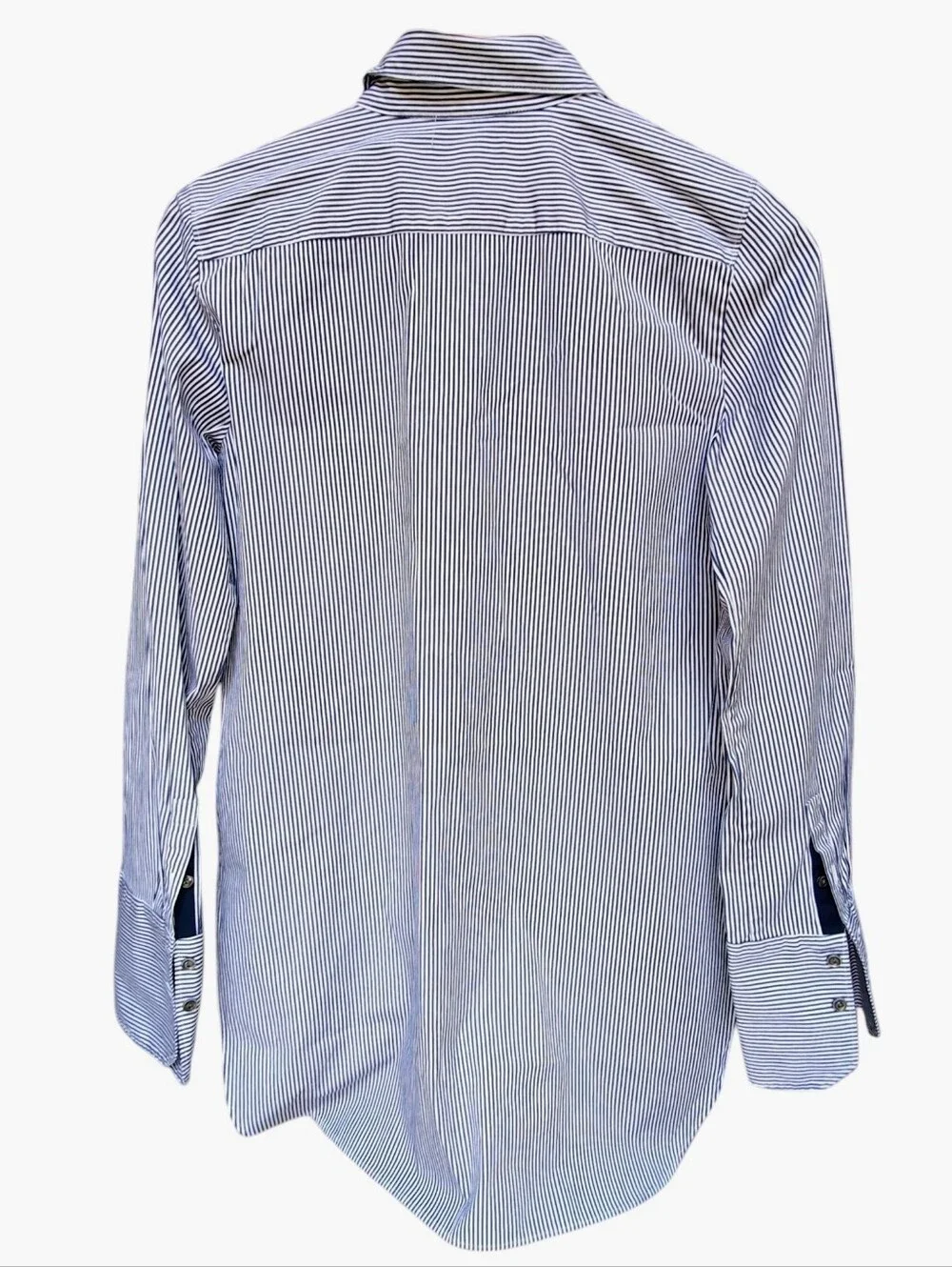 J.Crew Navy Blue Stripe Endless Shirt Size 6 Button Front Tunic Pinstripe A9873